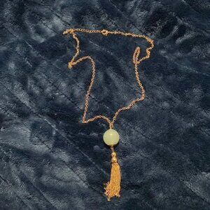 Gold , green chain necklace